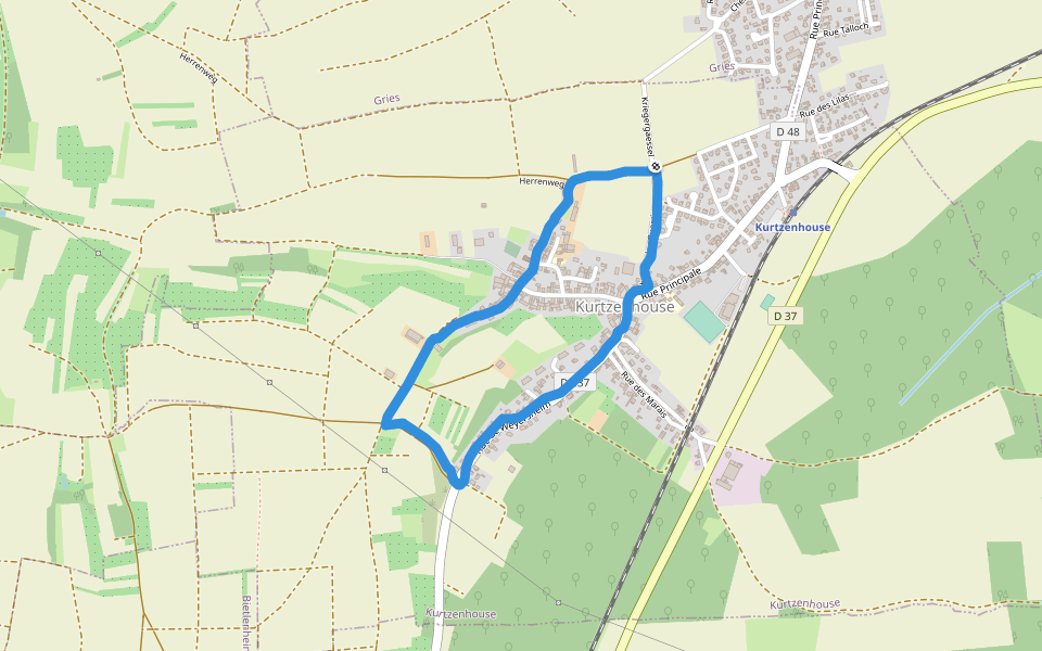 Kurtzenhouse walking route map in Kurtzenhouse