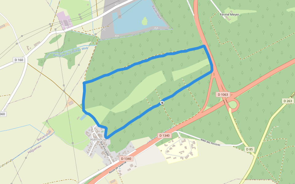 Harthouse walking route map in Haguenau