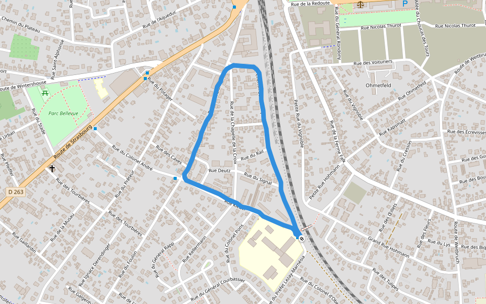 Collège Kléber walking route map in Haguenau