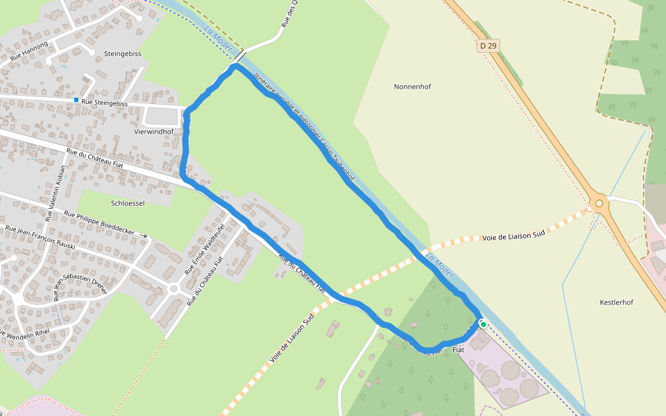 Buerzelberg walking route map in Haguenau