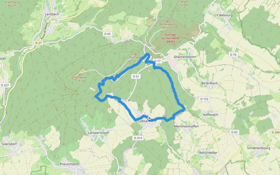 Anneau rouge walking route map in Lobsann