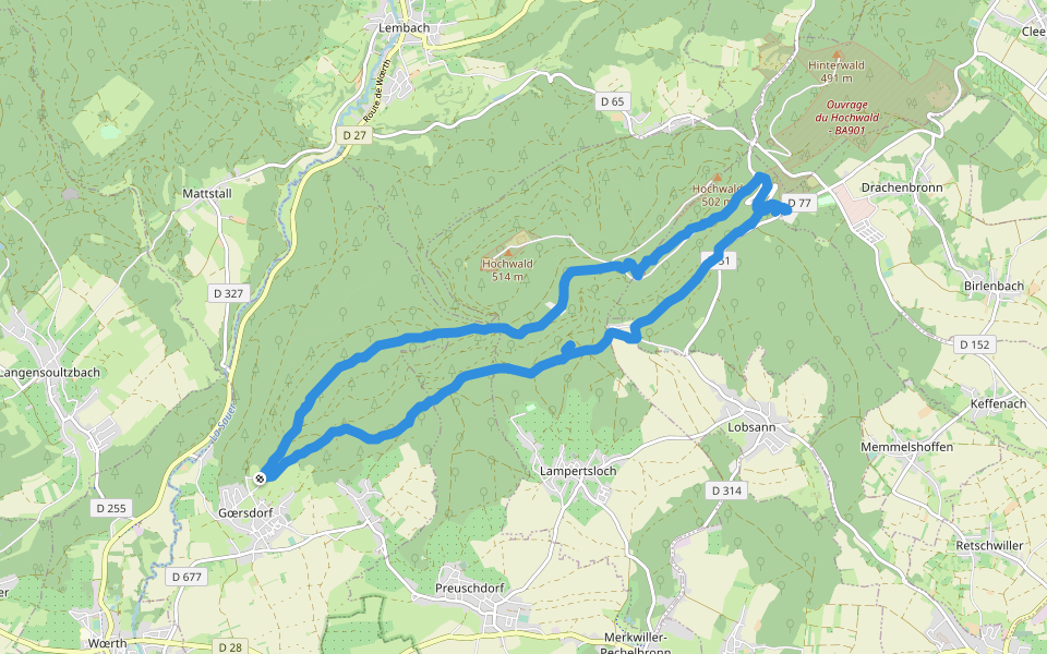 Anneau rouge walking route map in Gœrsdorf