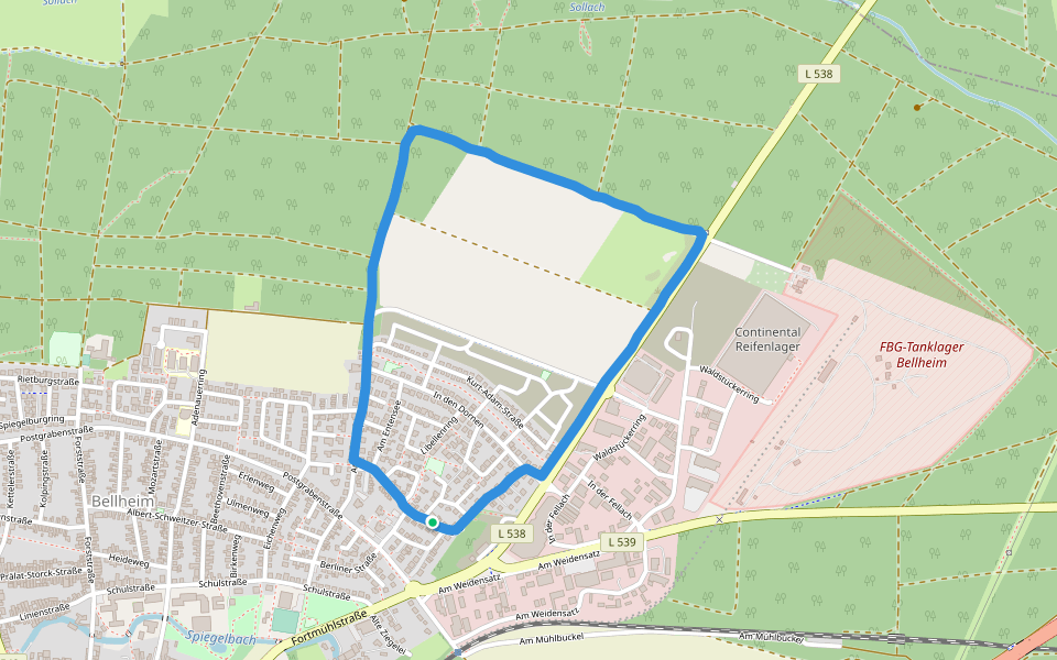 Bellheimer Wald walking route map in Bellheim