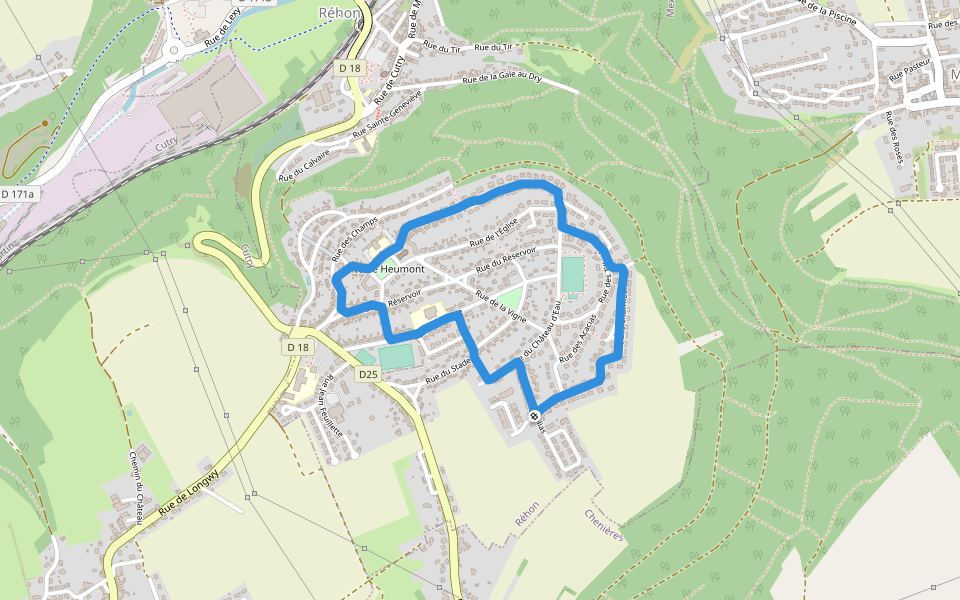 Petit parc devant l'église walking route map in Réhon