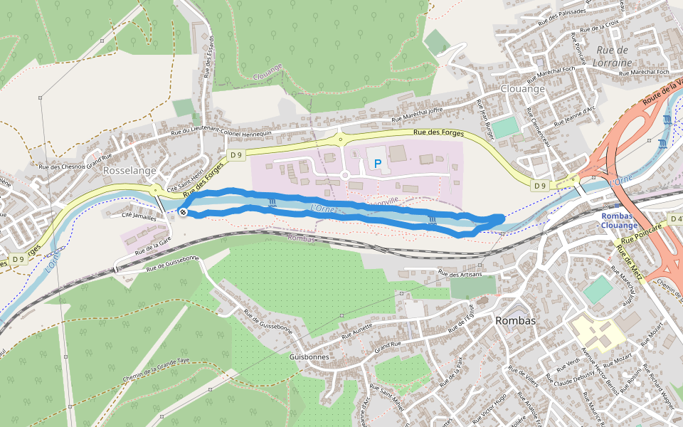 L'Orne walking route map in Rosselange