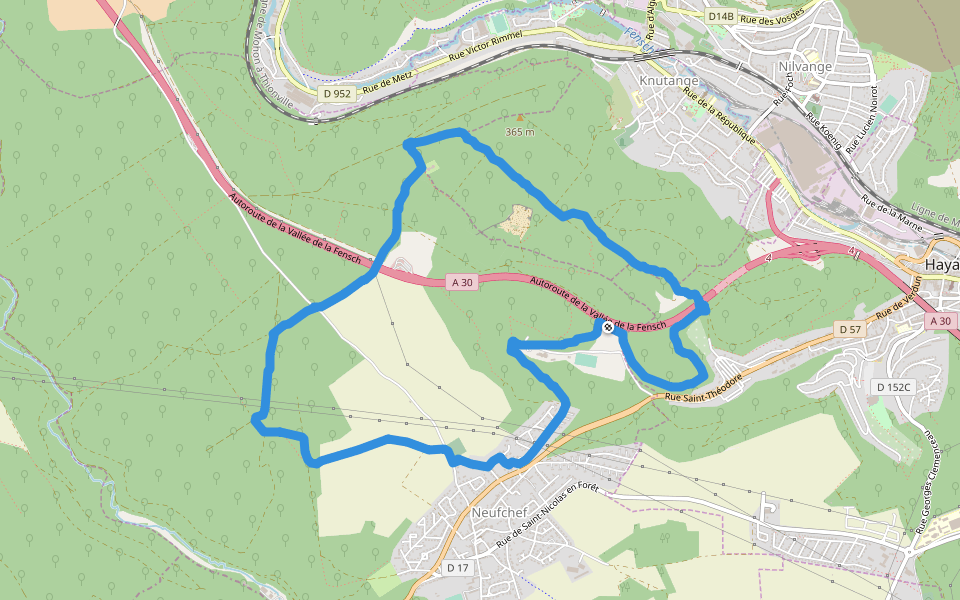 Forêt domaniale de Moyeuvre walking route map in Neufchef