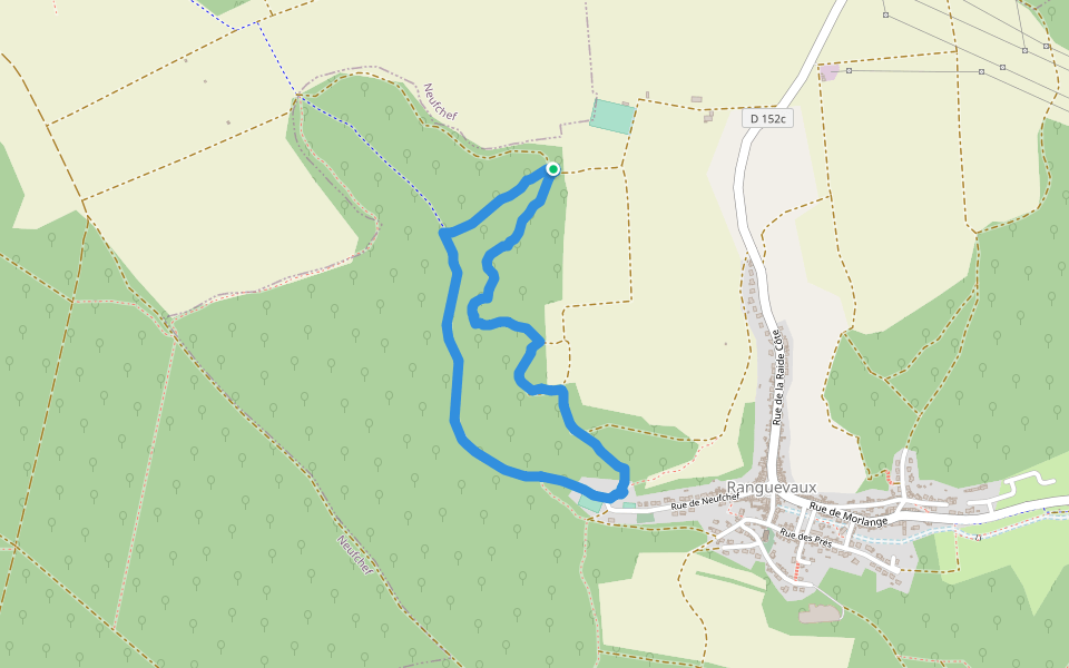 Sentiers des Trois Collines walking route map in Ranguevaux
