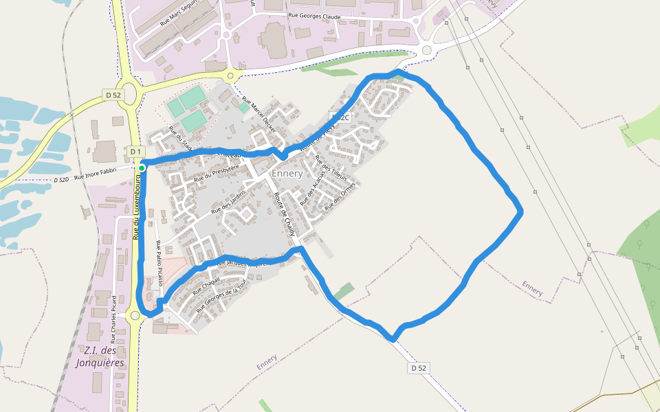 Place Robert Schuman walking route map in Ennery
