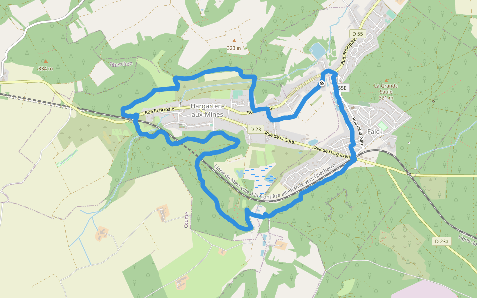 Rue des Peupliers walking route map in Hargarten-aux-Mines