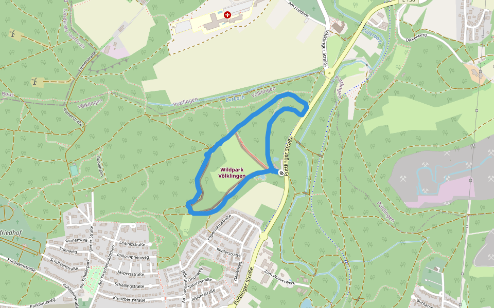 Köllertalradweg walking route map in Völklingen