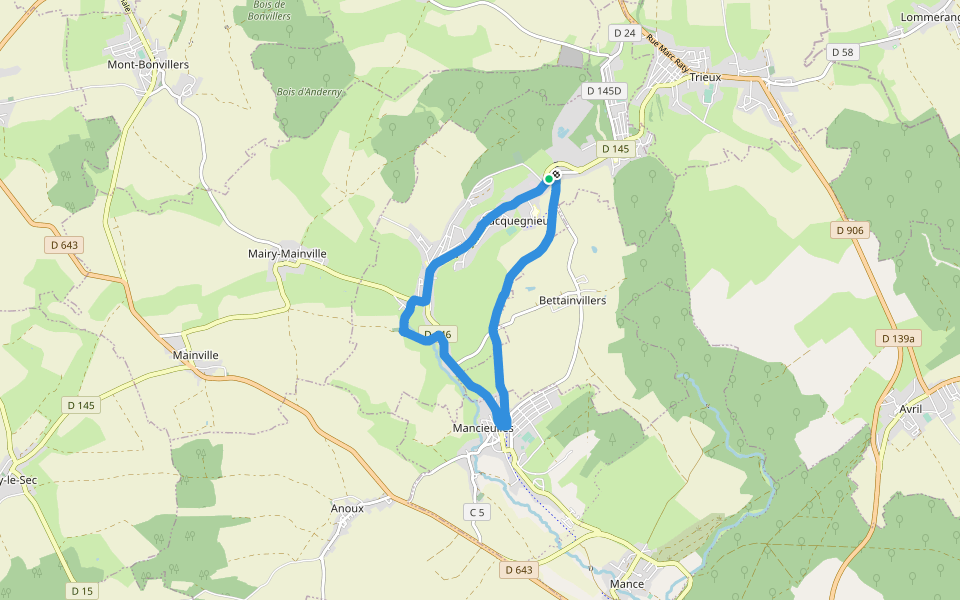 Tucquegnieux / Mancieules walking route map in Tucquegnieux