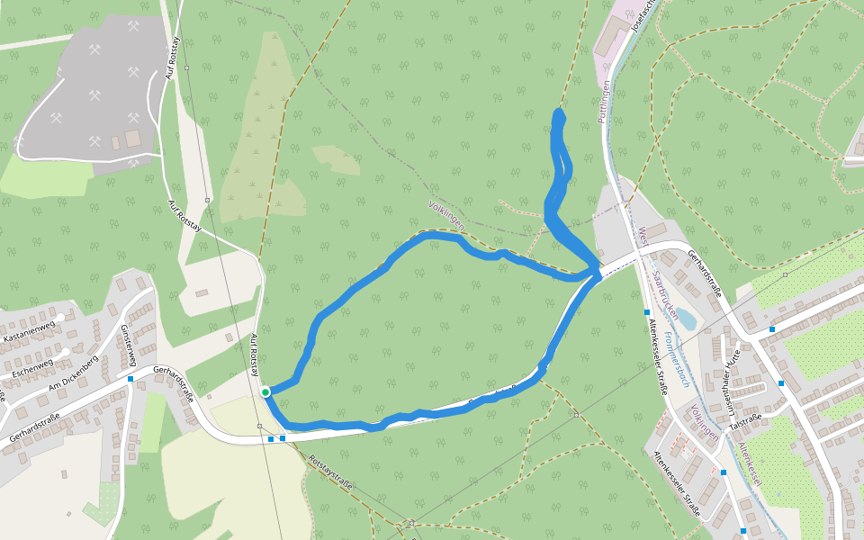 Rotstaystraße walking route map in Völklingen