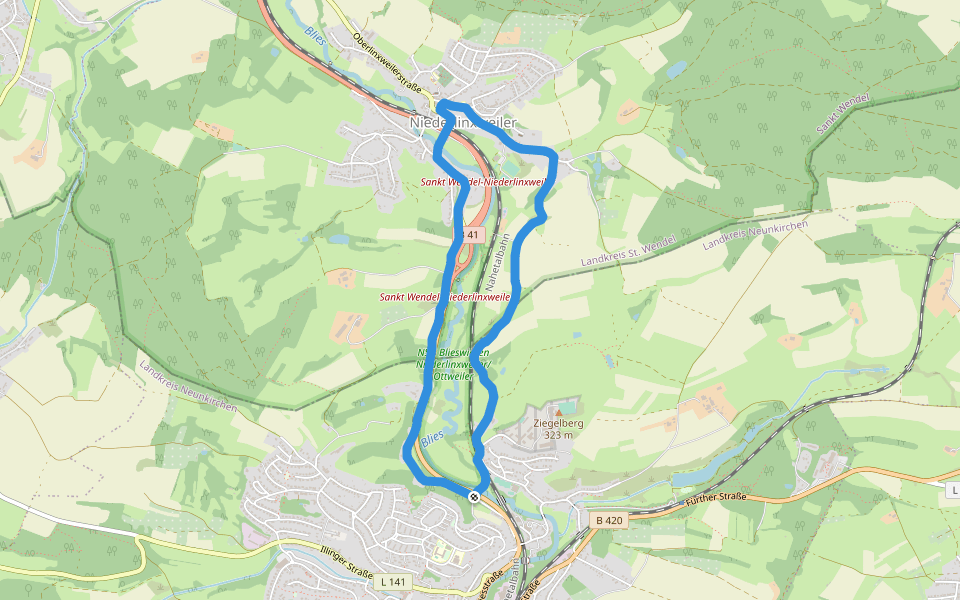NSG Blieswiesen Niederlinxweiler/Ottweiler walking route map in Ottweiler