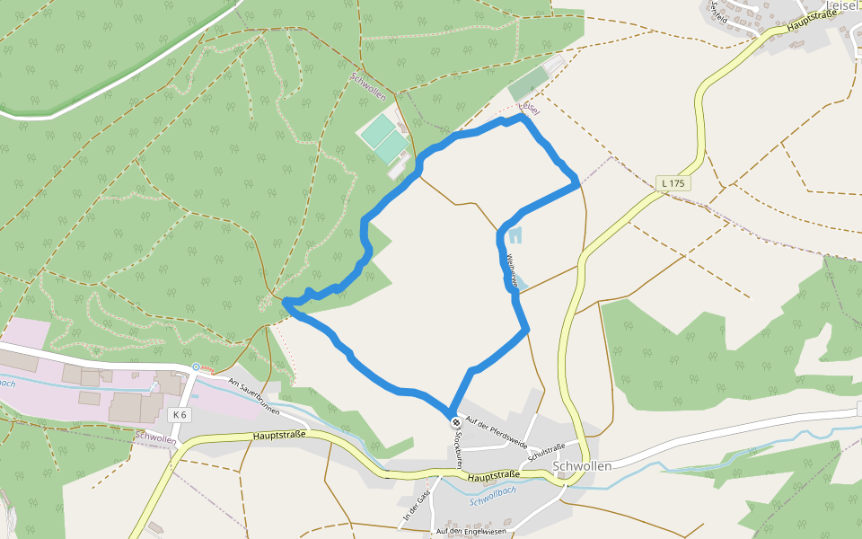 Weiherweg walking route map in Schwollen