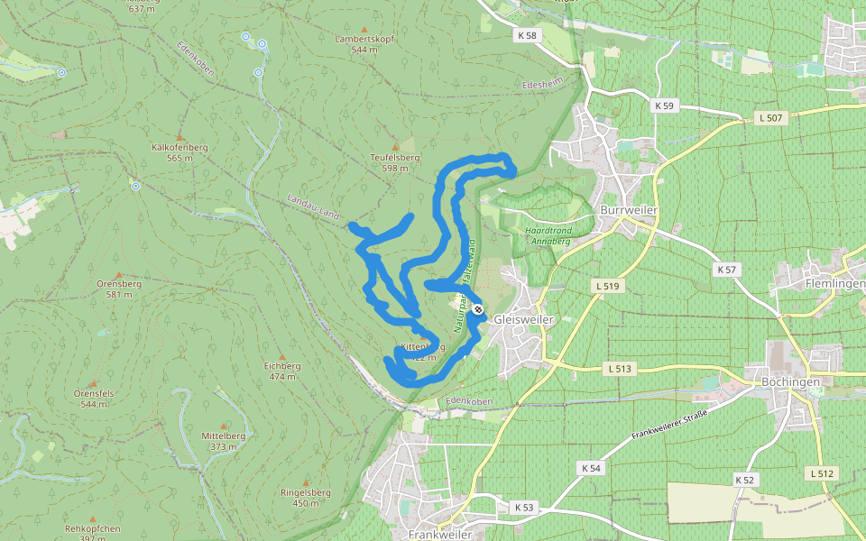 Sonnentempel Gleisweiler walking route map in Gleisweiler