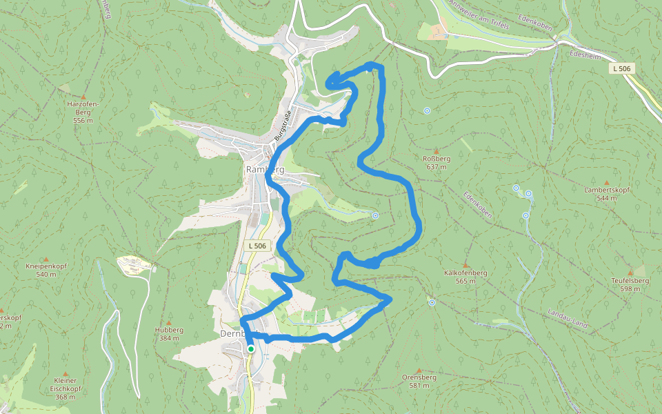 Gnadenbild Unserer lieben Frau, genannt Marien- oder Lourdesgrotte walking route map in Dernbach