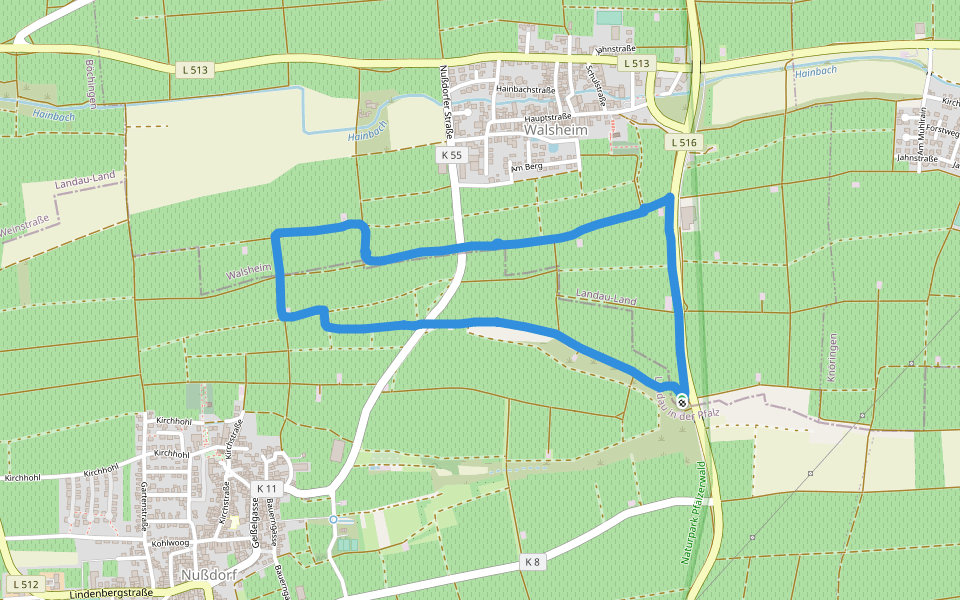 Walsheim - Nussdorf walking route map in Walsheim