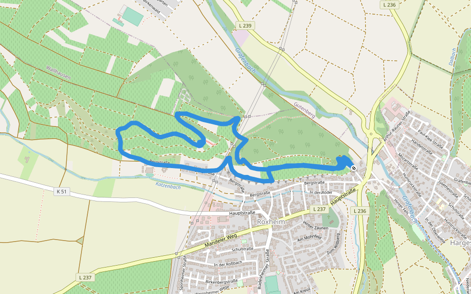 Milchgasse walking route map in Roxheim