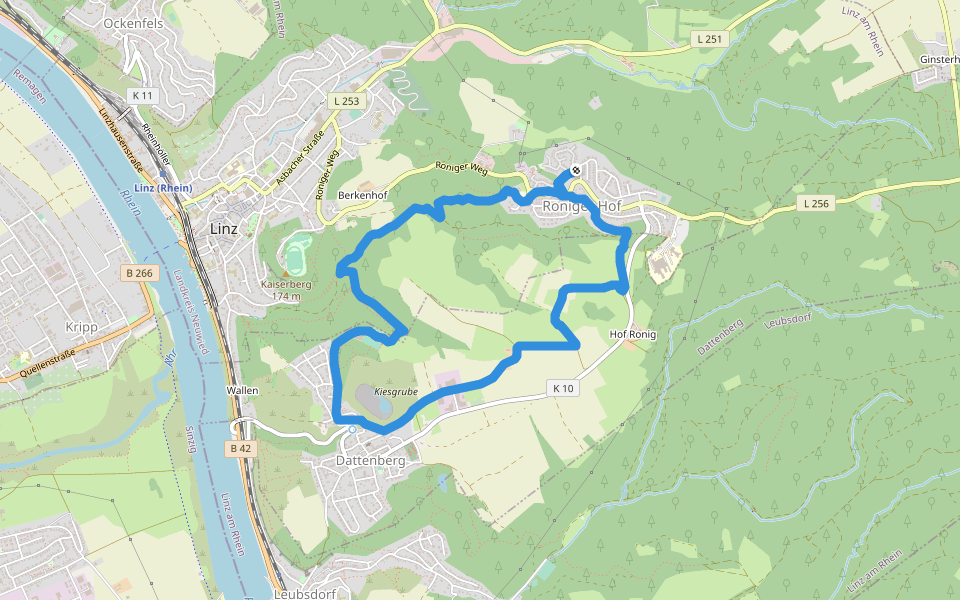 Verbindungsweg Birkel walking route map in Linz am Rhein