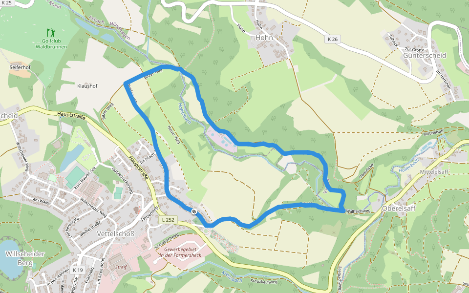Kreuzbachweg walking route map in Vettelschoß
