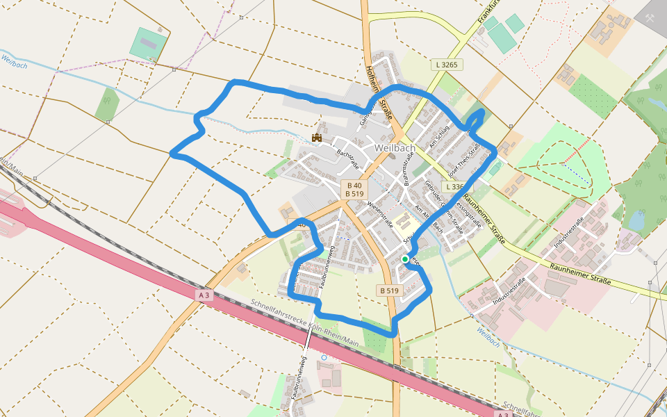 Aussichtsbastion an der A3 walking route map in Flörsheim am Main