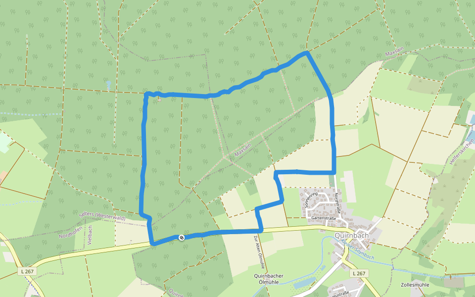 Zur Alten Ölmühle walking route map in Quirnbach