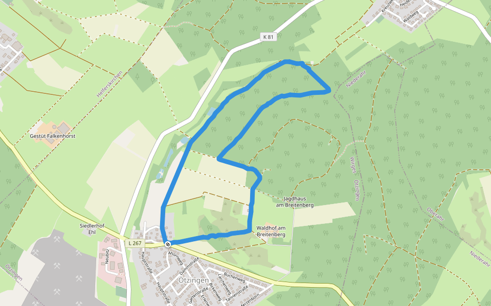 Waldhof am Breitenberg walking route map in Ötzingen