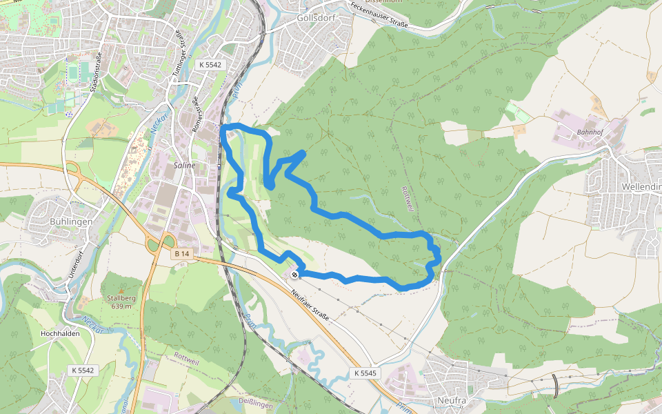 Primtalstraße walking route map in Rottweil