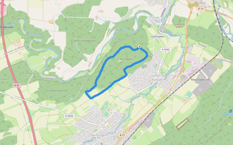 Buchwald - Eckhofsträßchen walking route map in Deißlingen
