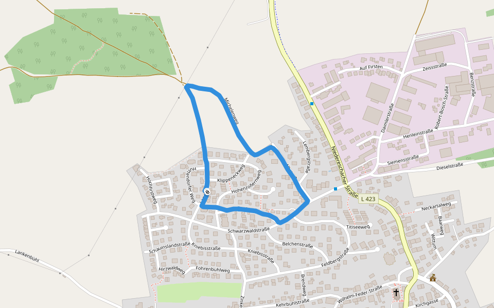 Michelenweg walking route map in Dauchingen