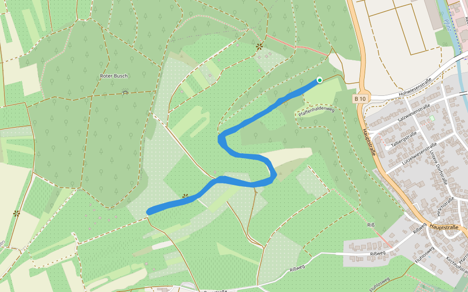 Pfaffenhaldenweg walking route map in Pfinztal