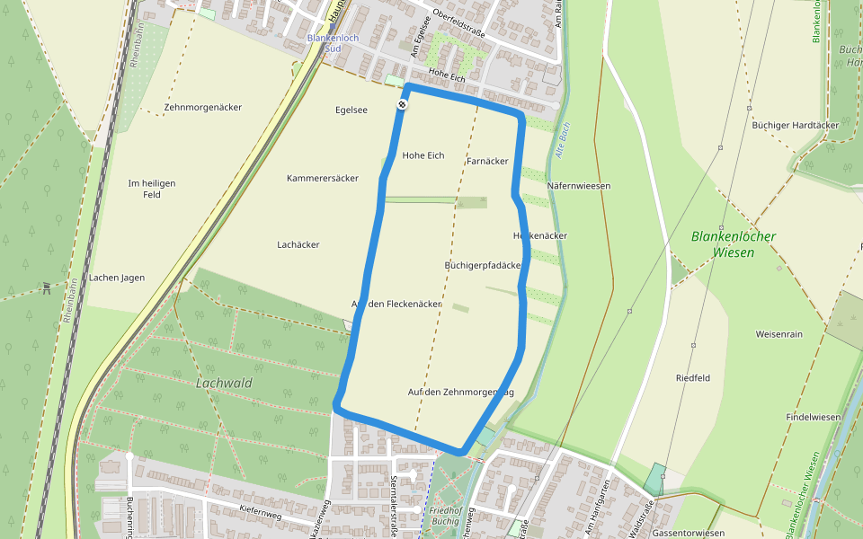 Lachwald walking route map in Stutensee