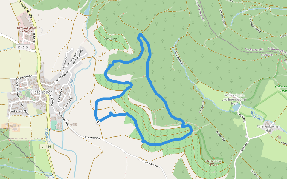 Aussichtspunkt König walking route map in Sternenfels
