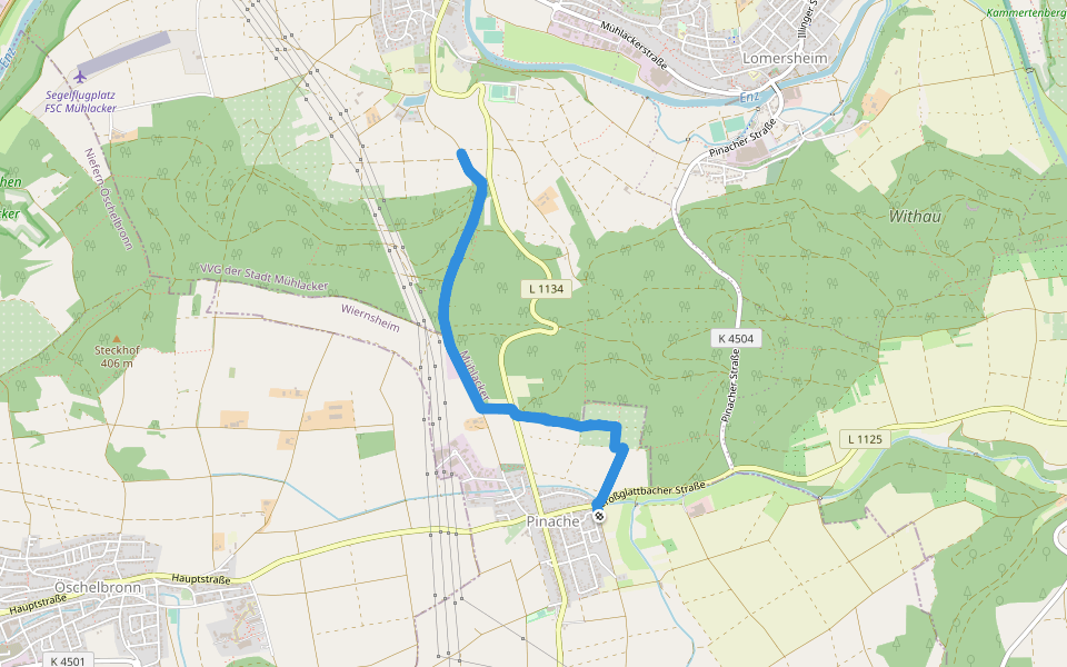 Plattenweg walking route map in Wiernsheim