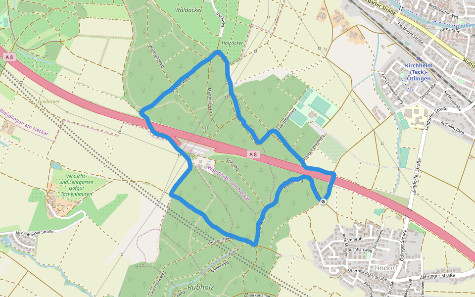 Rübholz walking route map in Kirchheim unter Teck