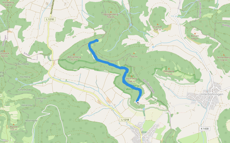 Wasserbergweg walking route map in Deggingen