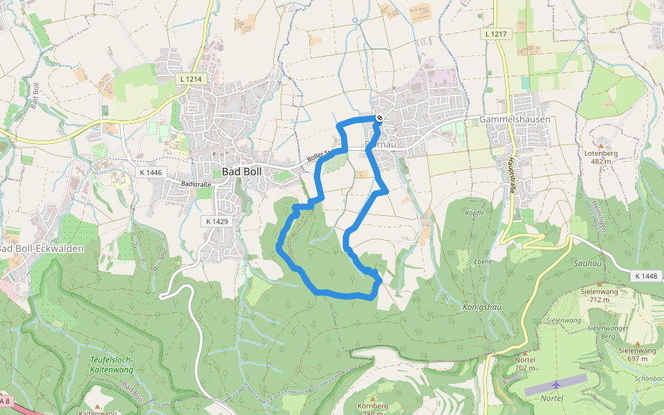 Durnau - Downhill Strecke walking route map in Dürnau