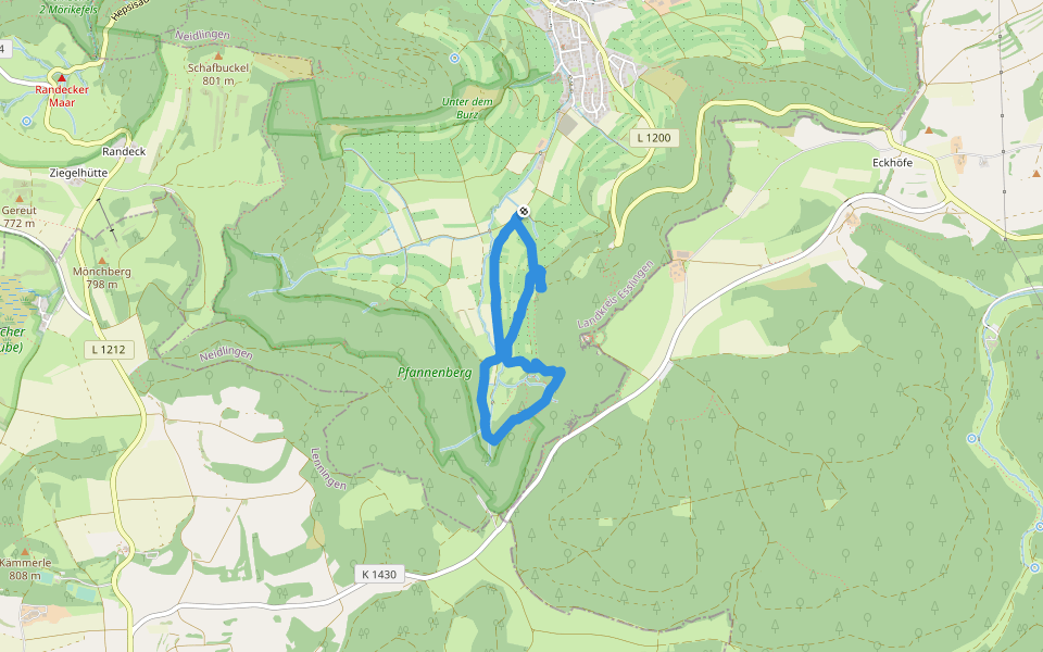 Pfannensteige (gesperrt) walking route map in Neidlingen