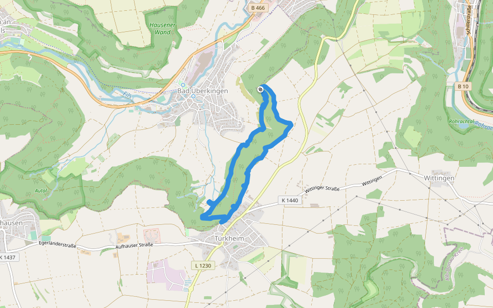 Burghaldenweg walking route map in Bad Überkingen