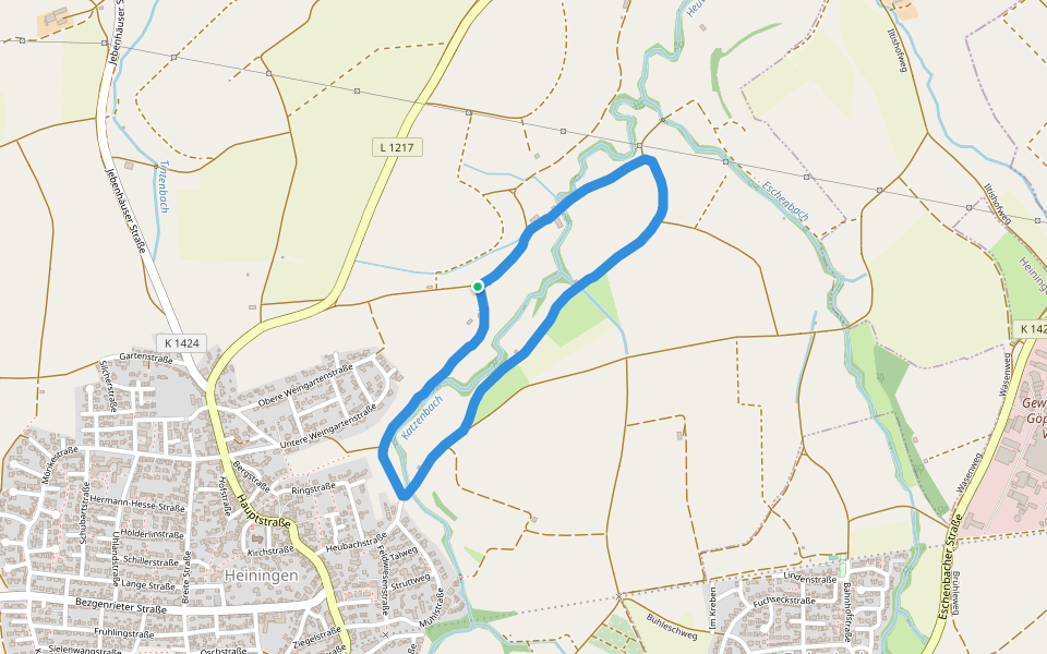 Katzenbach walking route map in Heiningen