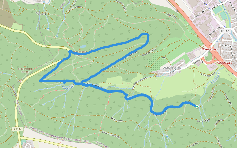 Aichenbachsträßchen walking route map in Plüderhausen