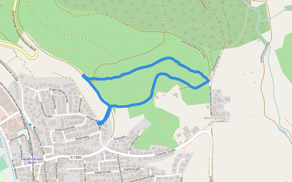 Ghaibrunnenweg walking route map in Schorndorf