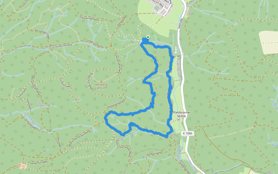 walkerbachertraufweg walking route map in Plüderhausen