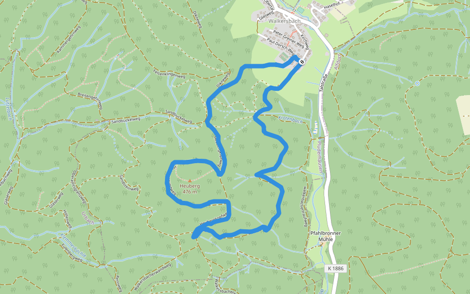 Heubergrundweg walking route map in Plüderhausen