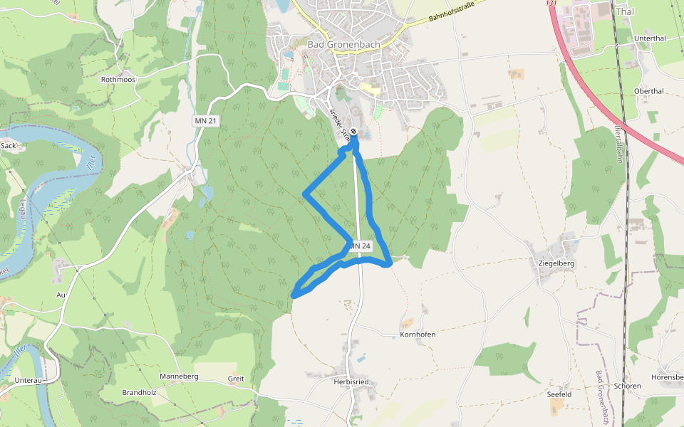 Kornhofer Bänkle walking route map in Bad Grönenbach
