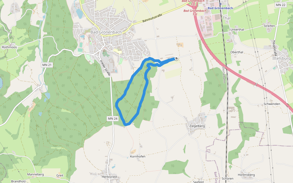 Kornhofer Bänkle walking route map in Bad Grönenbach