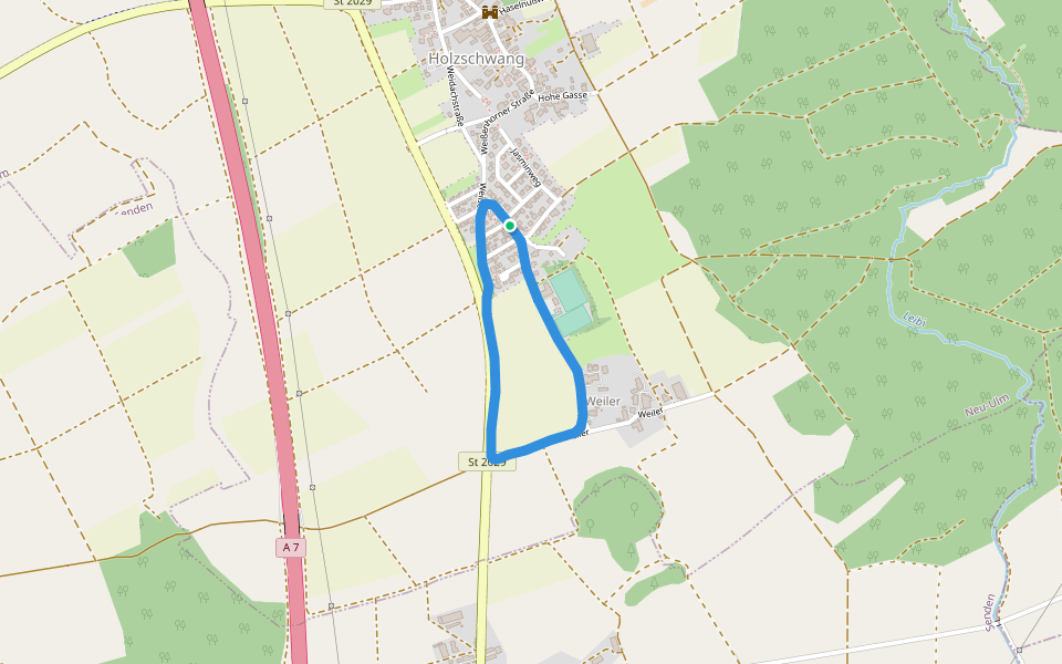 Holzschwanger Sportverein e.V. walking route map in Neu-Ulm