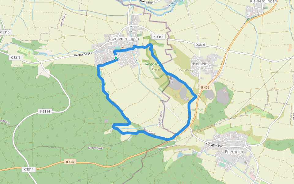 Röhrbach walking route map in Riesbürg