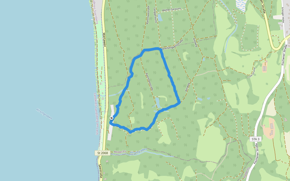 Rammseestraße walking route map in Herrsching am Ammersee