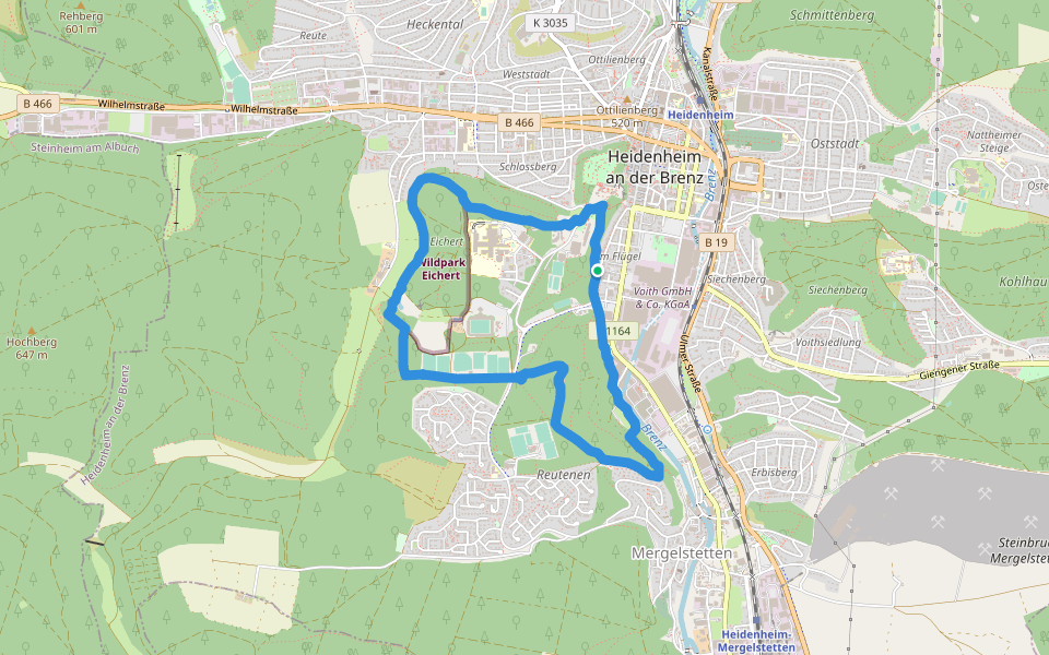 Infotafel Damhirsch walking route map in Heidenheim an der Brenz